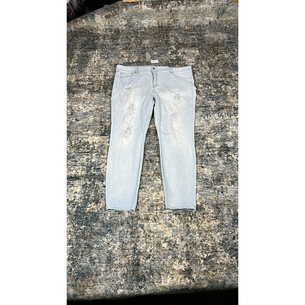 Refuge Plus Women Light Wash Distressed Skinny Jeans Size 22 High Rise Stretch